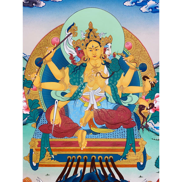 Marichi: Goddess of Dawn Pulled by a Chariot of Seven Pigs Thangka - Art Of Tibet