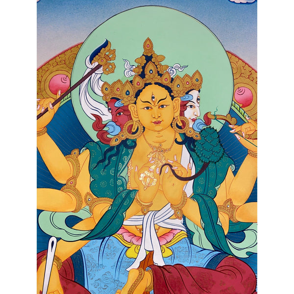 Marichi: Goddess of Dawn Pulled by a Chariot of Seven Pigs Thangka - Art Of Tibet