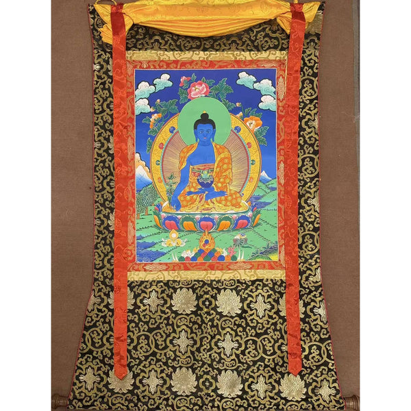 Medicine Buddha Thangka - Silk Framed - Art Of Tibet