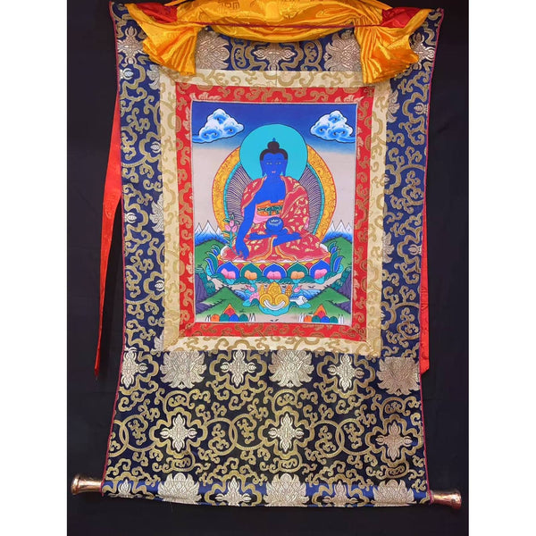 Medicine Buddha Thangka - Silk Framed - Art Of Tibet