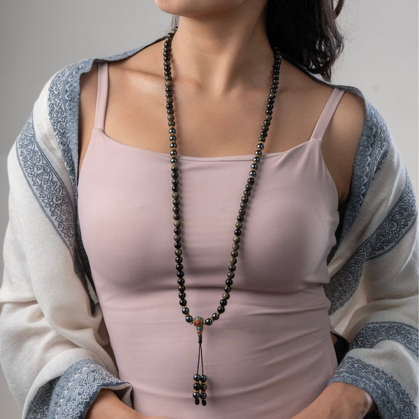 Obsidian with Hematite Grounding Mala - Art Of Tibet
