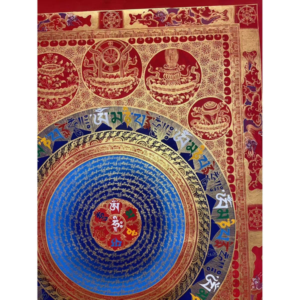 Om Mantra Mandala Large Thangka - Art Of Tibet