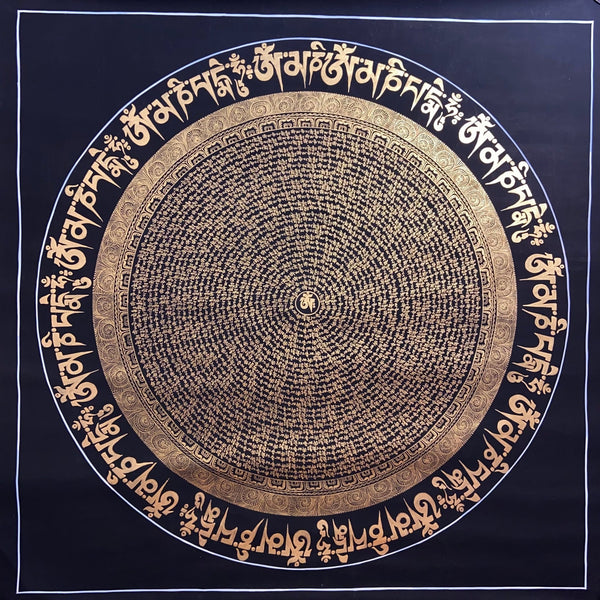 Om Mantra Mandala Large Thangka - Art Of Tibet