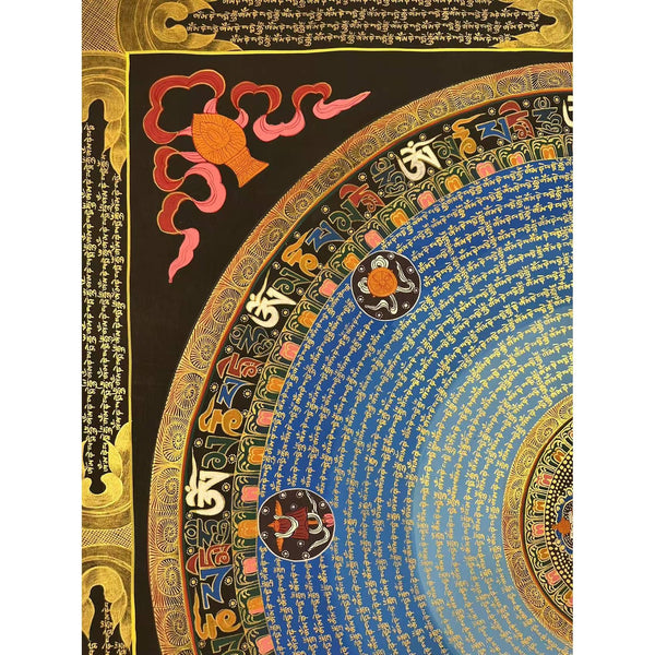 Om Mantra Mandala Large Thangka - Art Of Tibet