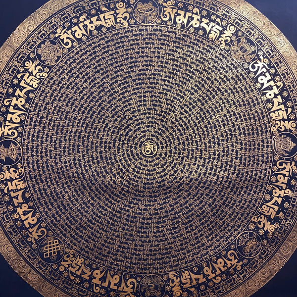 Om Mantra Mandala Large Thangka - Art Of Tibet