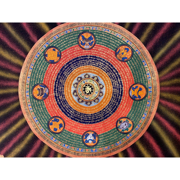 Om Mantra Mandala Large Thangka - Art Of Tibet