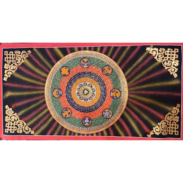 Om Mantra Mandala Large Thangka - Art Of Tibet
