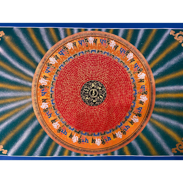 Om Mantra Mandala Large Thangka - Art Of Tibet