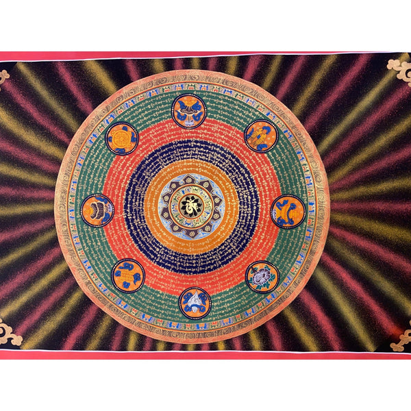 Om Mantra Mandala Large Thangka - Art Of Tibet
