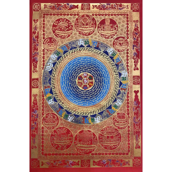 Om Mantra Mandala Large Thangka - Art Of Tibet
