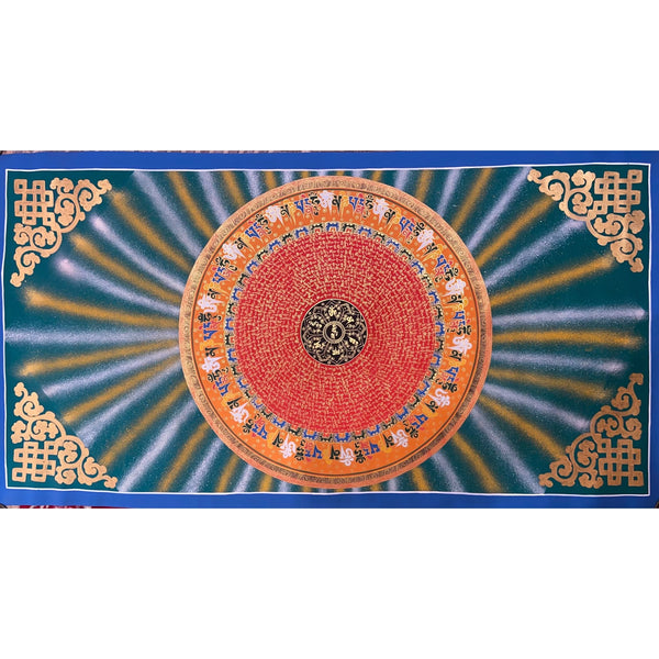 Om Mantra Mandala Large Thangka - Art Of Tibet