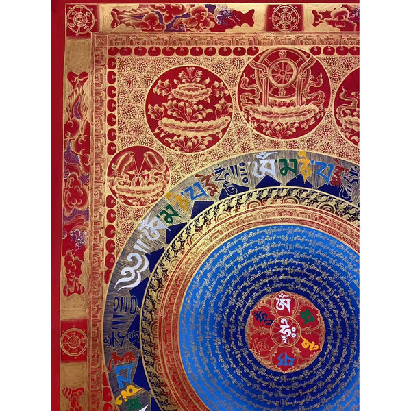 Om Mantra Mandala Large Thangka - Art Of Tibet