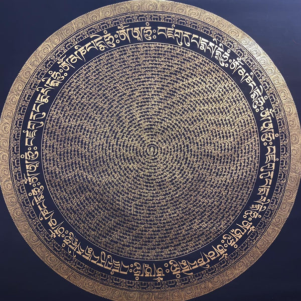 Om Mantra Mandala Large Thangka - Art Of Tibet