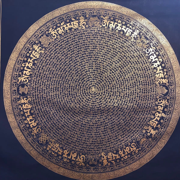 Om Mantra Mandala Large Thangka - Art Of Tibet