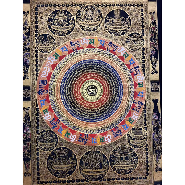 Om Mantra Mandala Large Thangka - Art Of Tibet