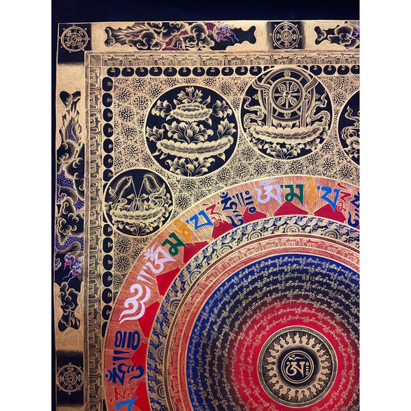 Om Mantra Mandala Large Thangka - Art Of Tibet