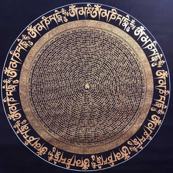Om Mantra Mandala Large Thangka - Art Of Tibet