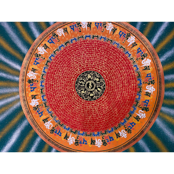 Om Mantra Mandala Large Thangka - Art Of Tibet