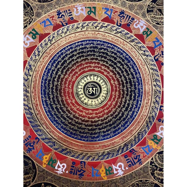 Om Mantra Mandala Large Thangka - Art Of Tibet
