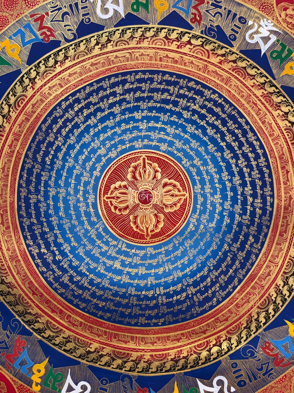 Om Mantra Mandala Large Thangka - Art Of Tibet