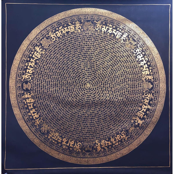 Om Mantra Mandala Large Thangka - Art Of Tibet