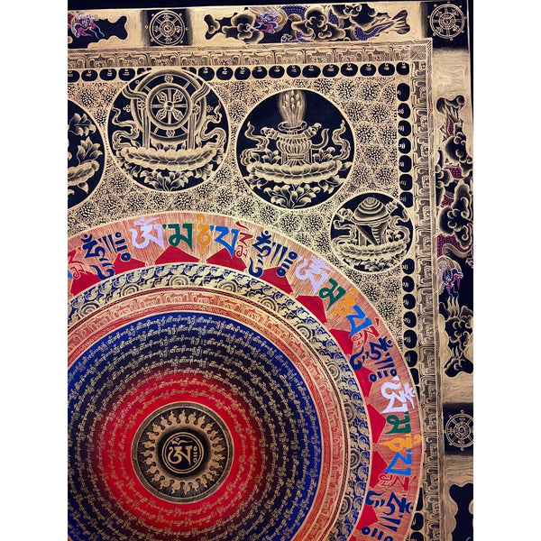 Om Mantra Mandala Large Thangka - Art Of Tibet
