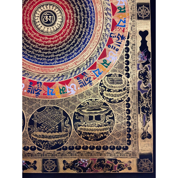 Om Mantra Mandala Large Thangka - Art Of Tibet