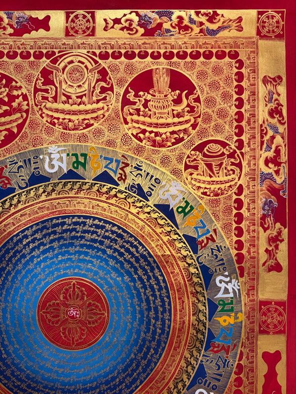 Om Mantra Mandala Large Thangka - Art Of Tibet