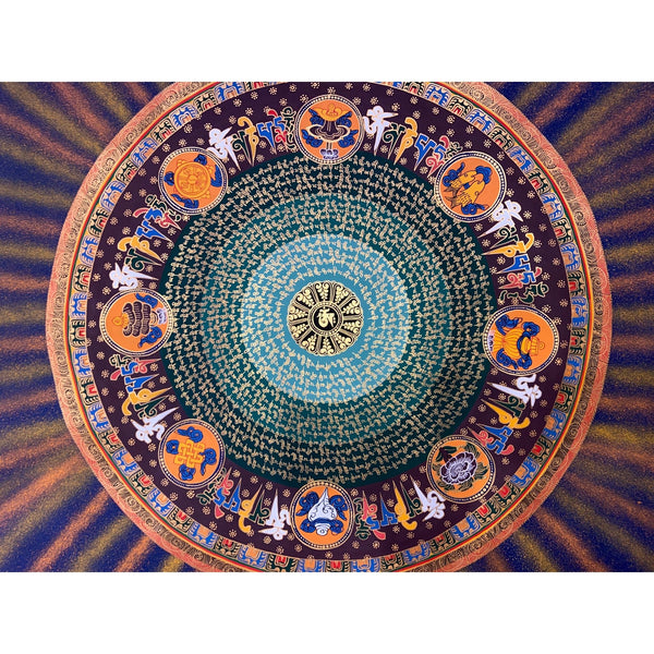 Om Mantra Mandala Large Thangka - Art Of Tibet