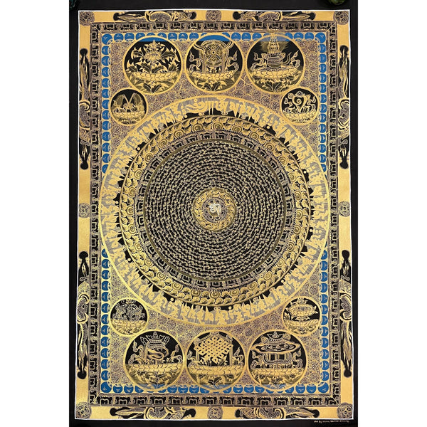 Om Mantra Mandala Large Thangka - Art Of Tibet