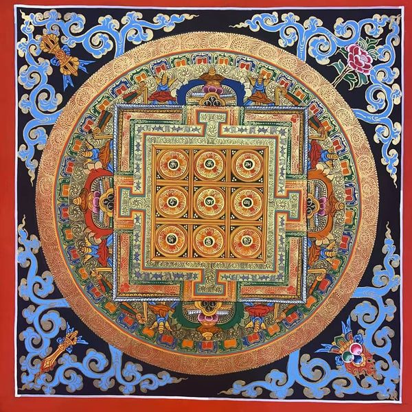 Om Mantra Mandala Thangka - Art Of Tibet
