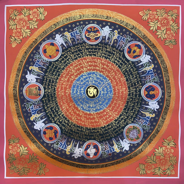 Om Mantra Mandala Thangka - Art Of Tibet