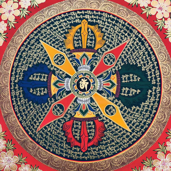 Om Mantra Mandala Thangka - Art Of Tibet