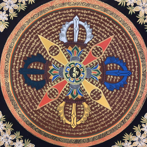 Om Mantra Mandala Thangka - Art Of Tibet