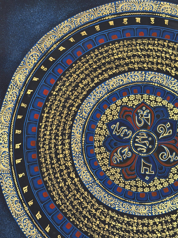 Om Mantra Mandala Thangka - Art Of Tibet