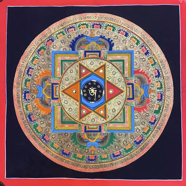 Om Mantra Mandala Thangka - Art Of Tibet