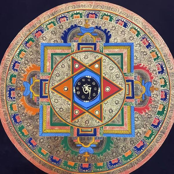 Om Mantra Mandala Thangka - Art Of Tibet