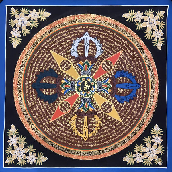 Om Mantra Mandala Thangka - Art Of Tibet