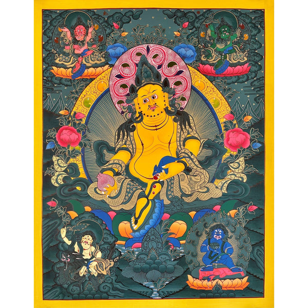 Pancha(Five) Jambhala Large Thangka - Art Of Tibet