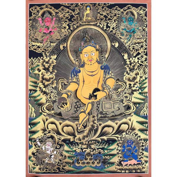 Pancha(Five) Jambhala Large Thangka - Art Of Tibet