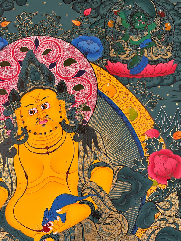 Pancha(Five) Jambhala Large Thangka - Art Of Tibet