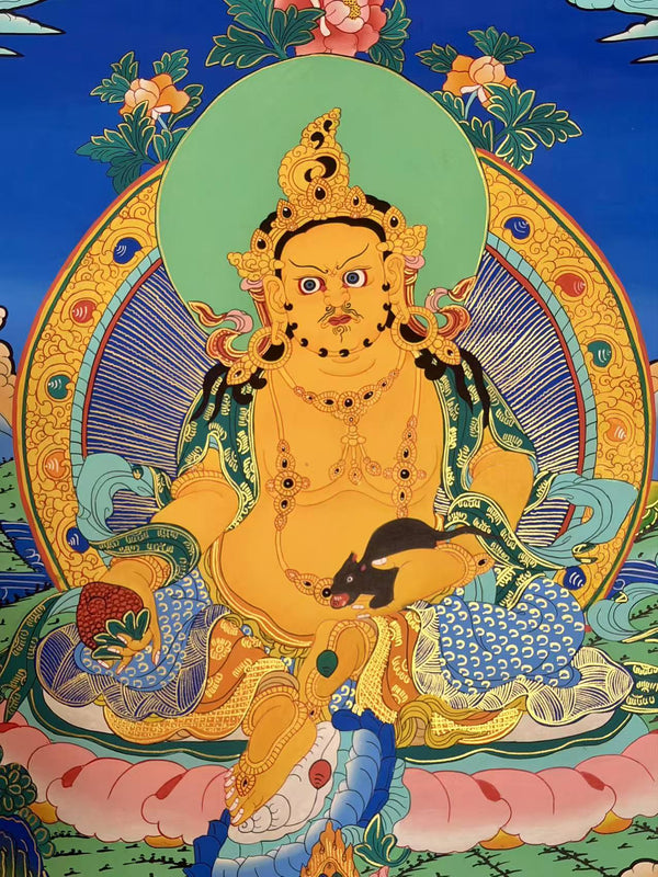 Pancha(Five) Jambhala Thangka - Silk Framed - Art Of Tibet