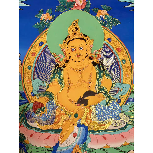 Pancha(Five) Jambhala Thangka - Silk Framed - Art Of Tibet