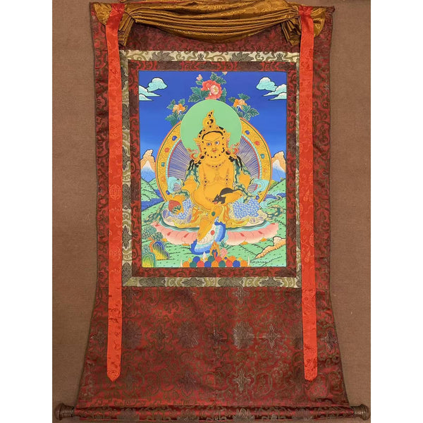 Pancha(Five) Jambhala Thangka - Silk Framed - Art Of Tibet