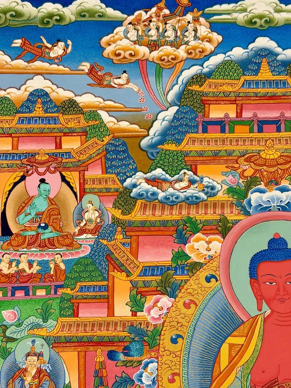 Pure Land Amitabha Buddha Thangka - Art Of Tibet