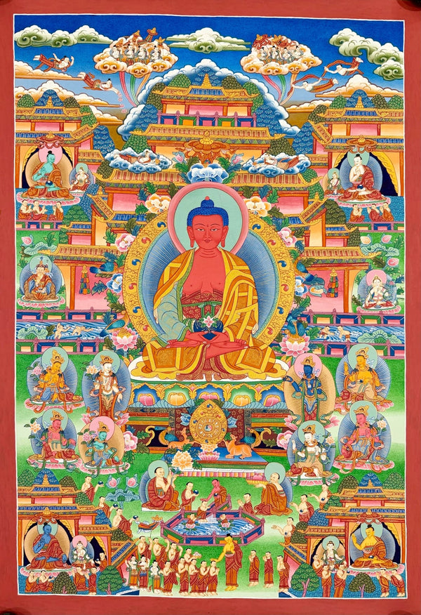 Pure Land Amitabha Buddha Thangka - Art Of Tibet