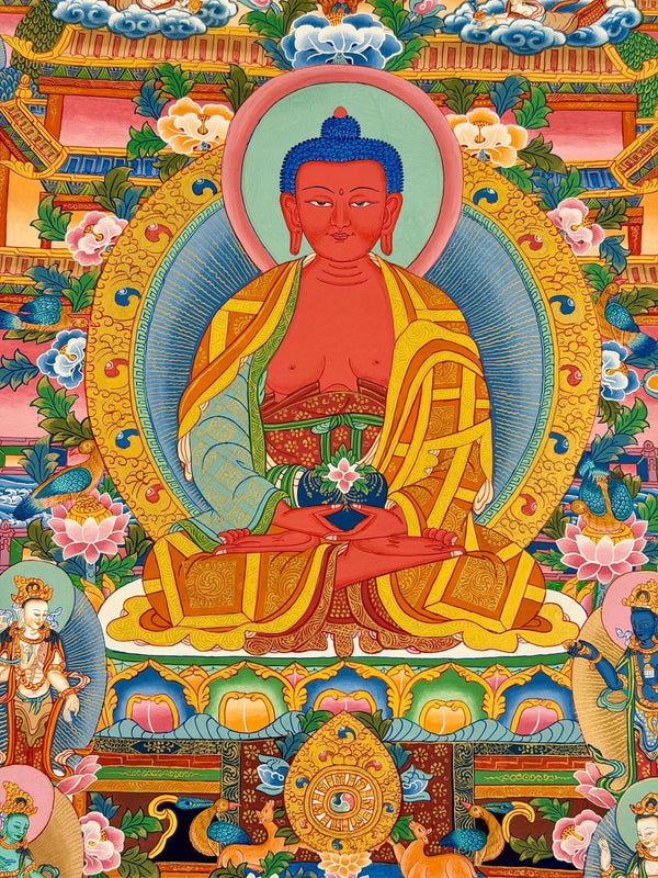 Pure Land Amitabha Buddha Thangka - Art Of Tibet