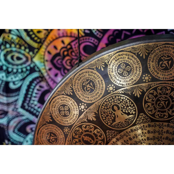 Tibetan Om Mantra Buddha Carving Gong