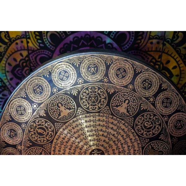 Tibetan Om Mantra Buddha Carving Gong