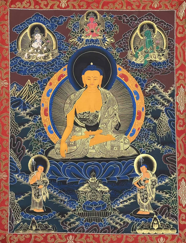 Shakyamuni Buddha Thangka - Silk Framed - Art Of Tibet
